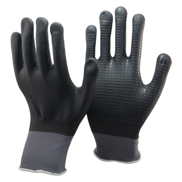 NMSAFETY guantes recubiertos de nitrilo con punteado negro antideslizante